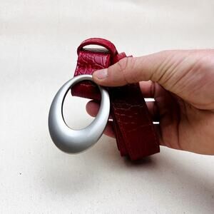 Y2k 2000s classic snakeskin red & silver boho belt